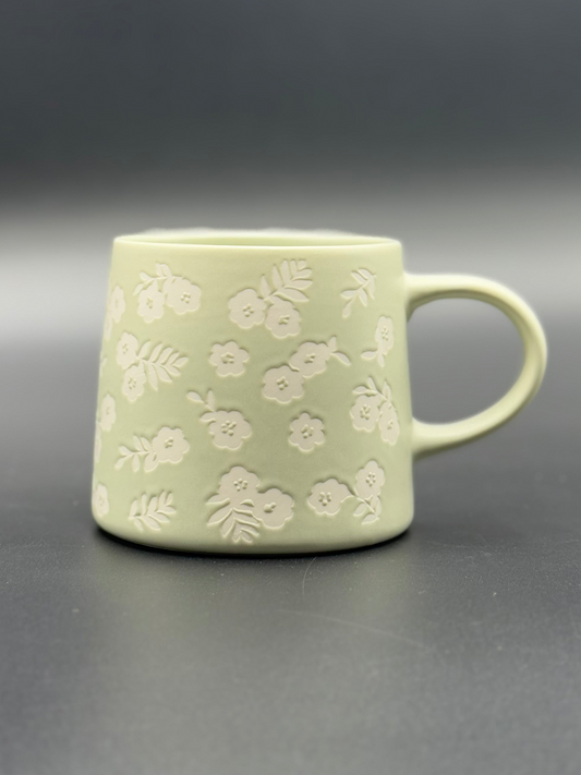 Green Ditsy Floral Matte EmbossedMug 🌿
