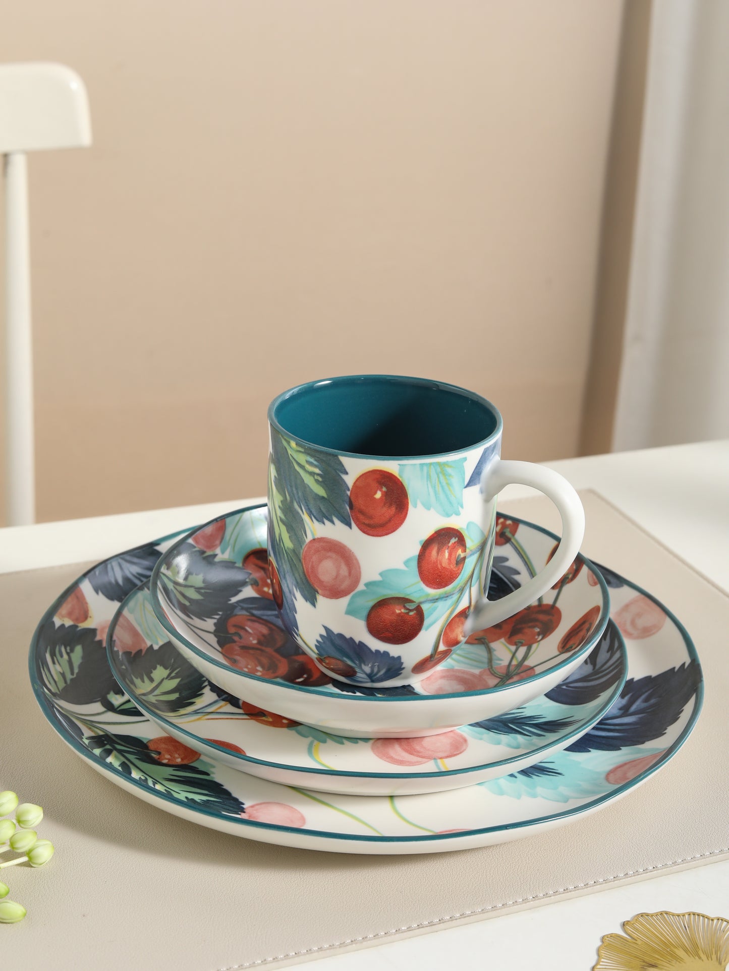 π Cherry Bloom- 16 pcs Handmade Matte Ceramic Dinner Set