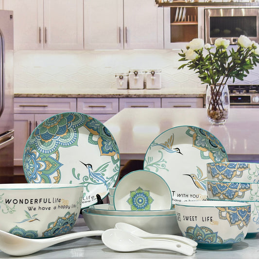 18 Pcs Matt Bone China Wonderful Life Breakfast Set