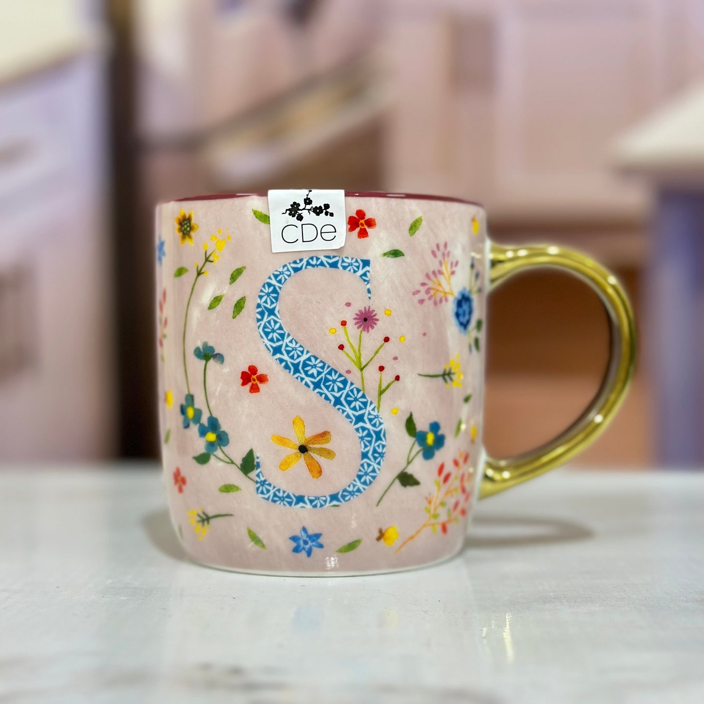 S Alphabet Mug with Golden Handle✨