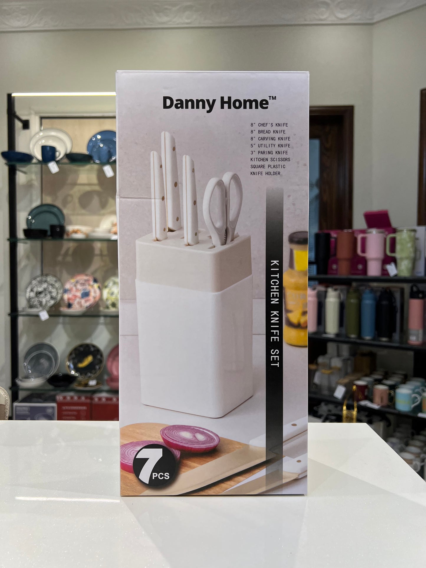 7 Pcs Danny Home Sharp Golden Knife Set with Holder