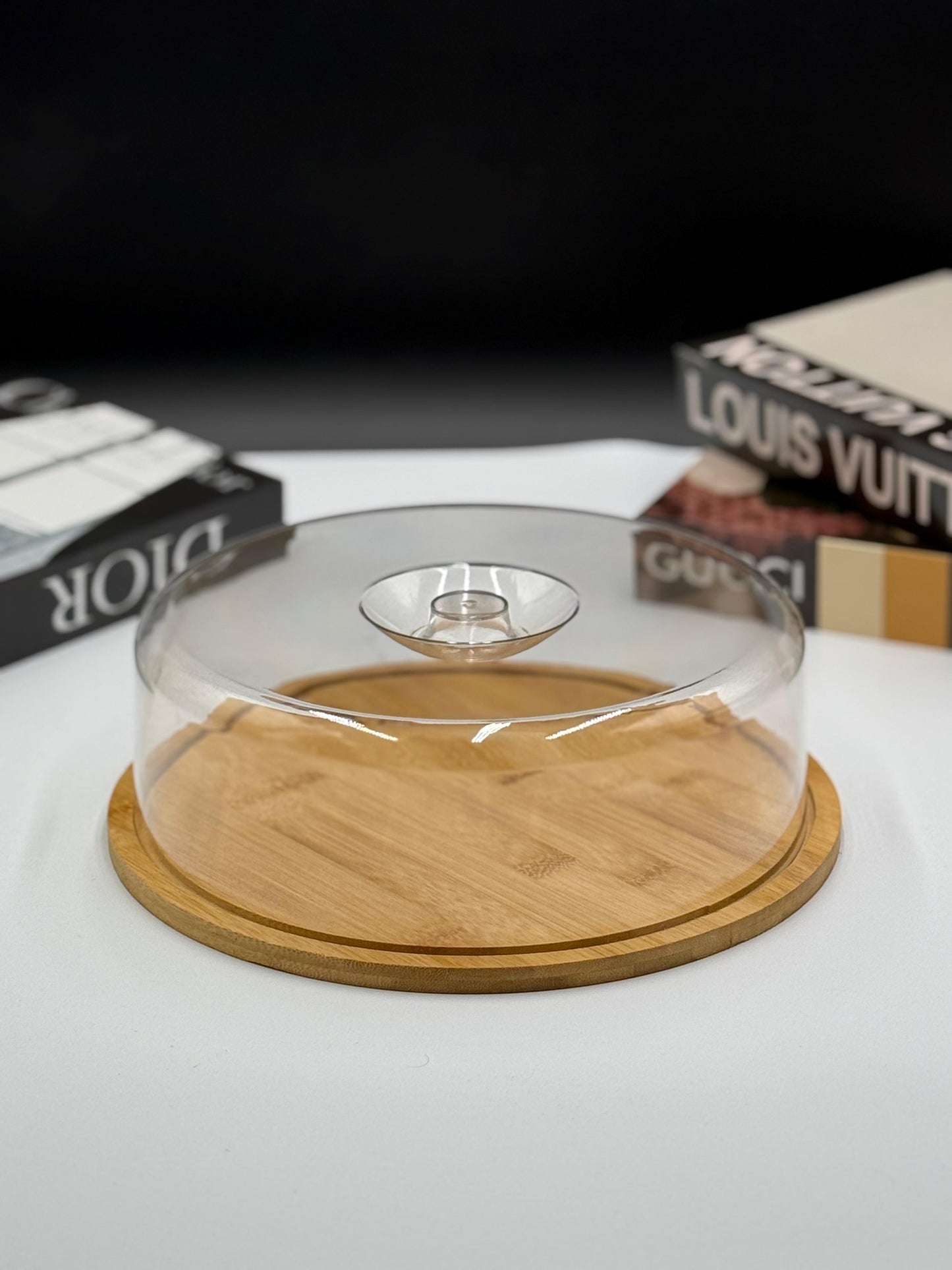 Classic Bamboo Cake Dish with Acrylic Dome đ°â¨