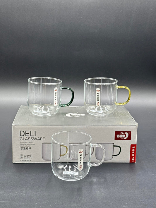 6 Pcs Deli Chinese Fine Glass 320 ML Mugs 🈵✨