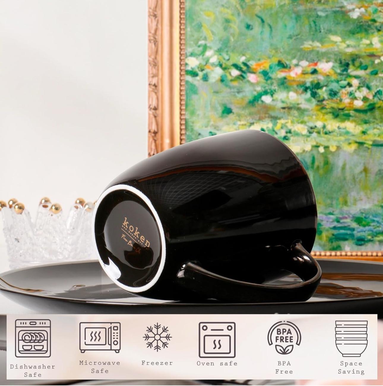 KOKEN Black Glazed- 16 Pcs Dinnerware Set 🍽️