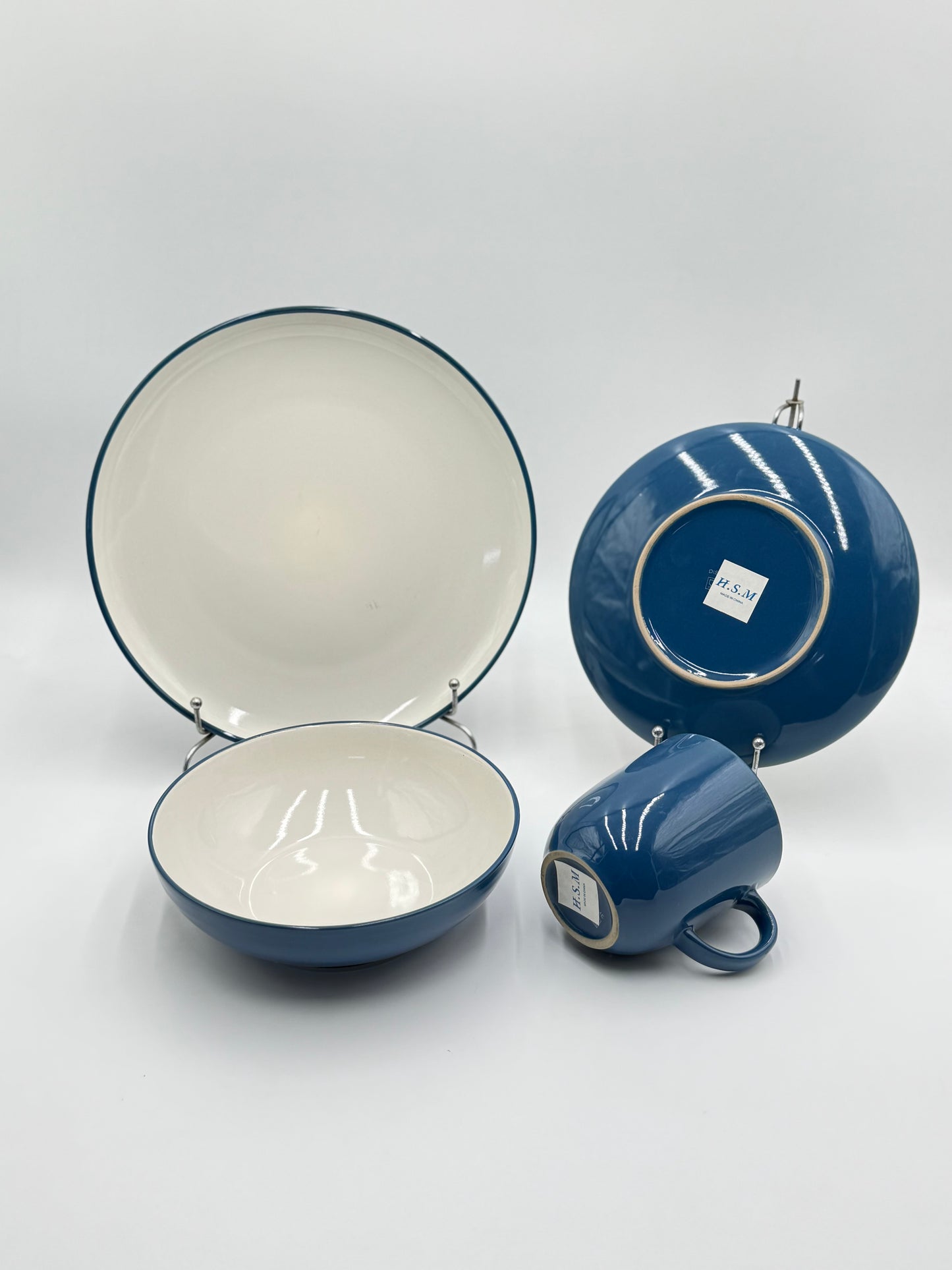 24 Pcs Bi-Colour Blue Glazed Stoneware Breakfast Set šāØ