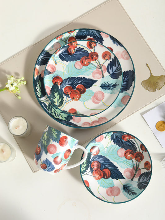 🍒 Cherry Bloom- 16 pcs Handmade Matte Ceramic Dinner Set