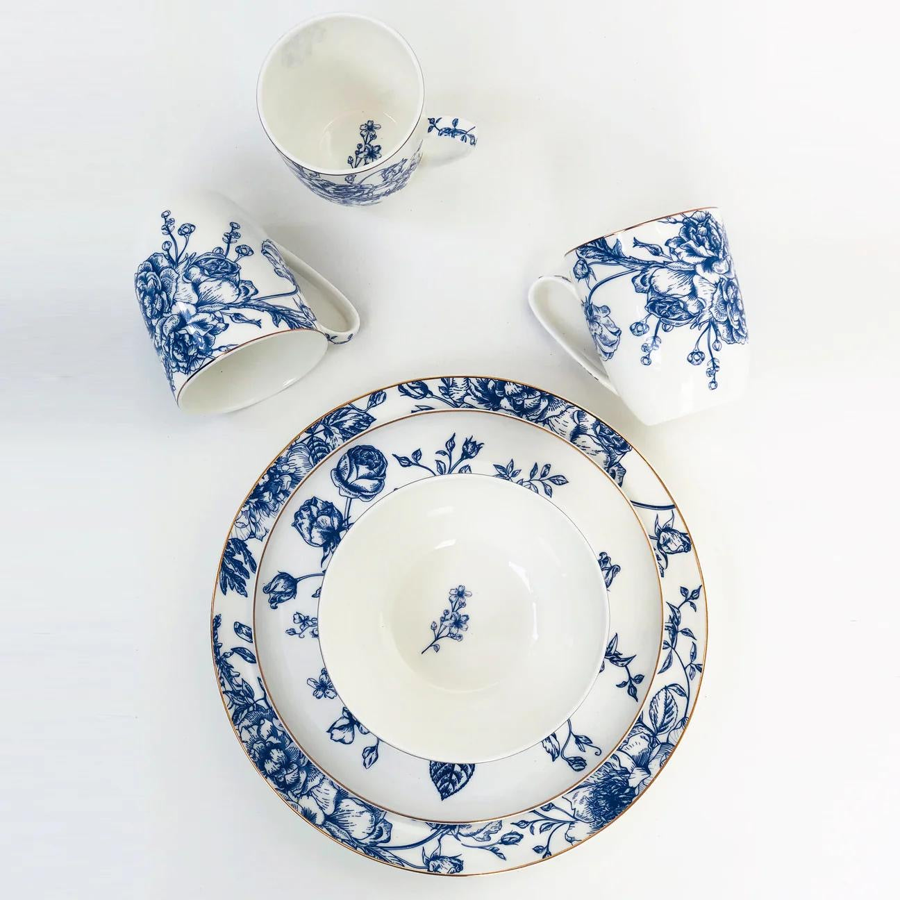 KOKEN Blue Flower- 16 Pcs Dinnerware Set 🍽️