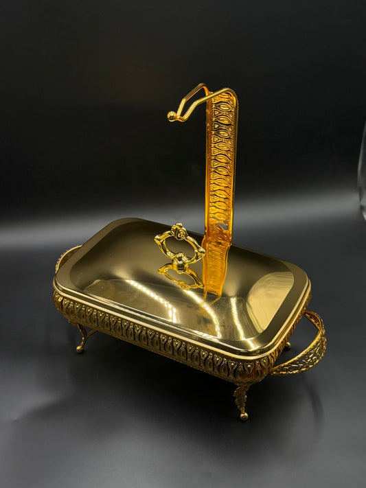 2L Rectangular Golden Buffet Dish with Hanging ✨