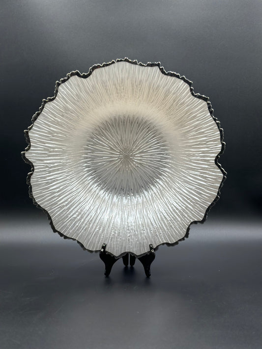 White Glass Flower Turkish Platter 
π»