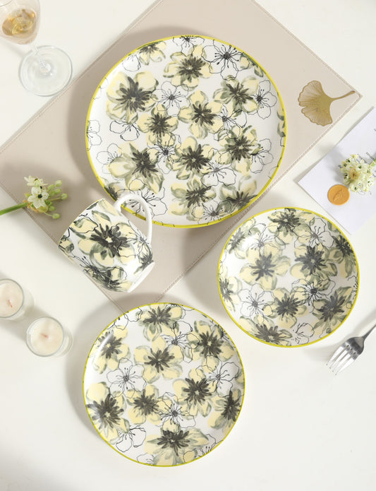 🌿 Lemon Bloom- 16 pcs Handmade Matte Ceramic Dinner Set