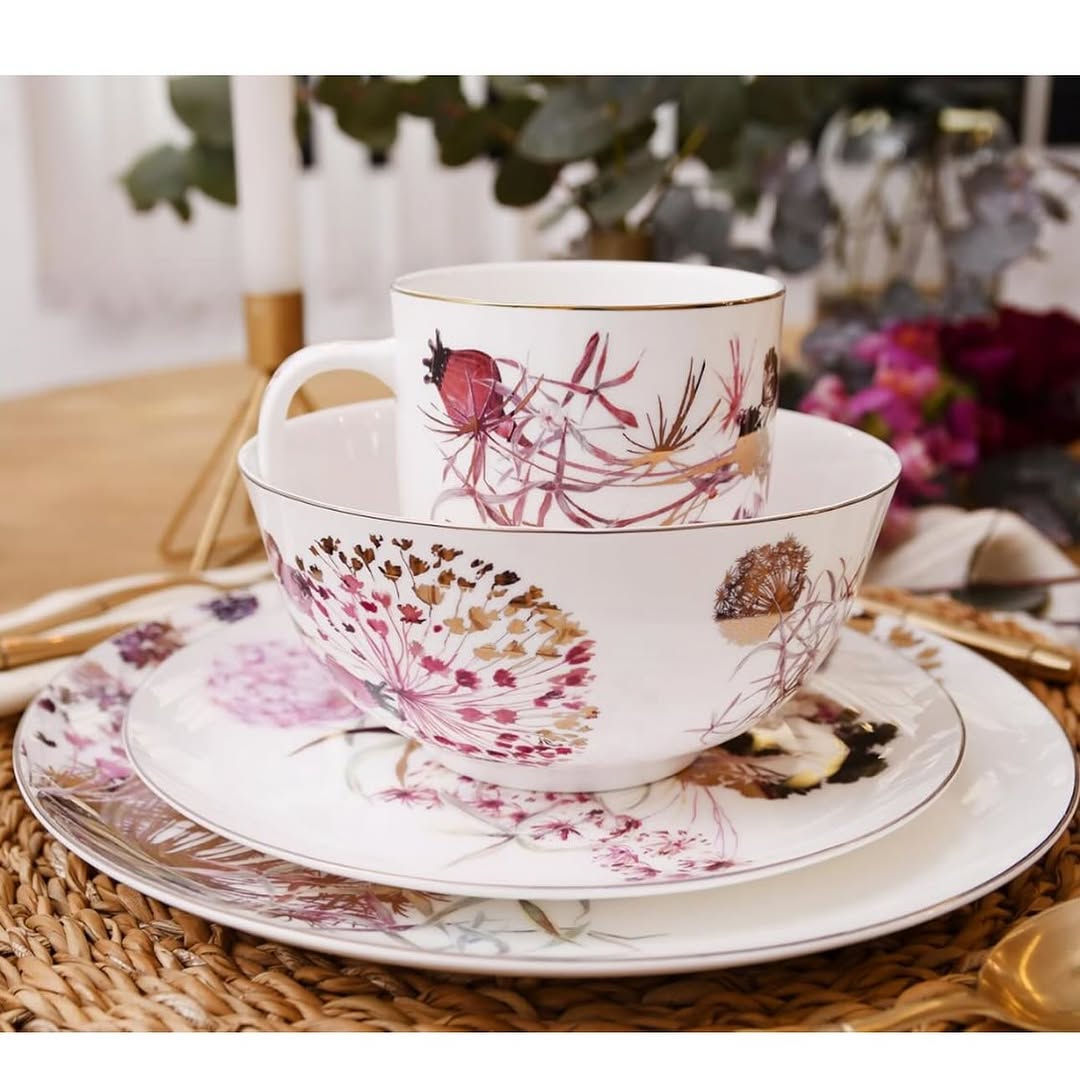 KOKEN Pink Golden Floral- 16 Pcs Dinnerware Set π½οΈ