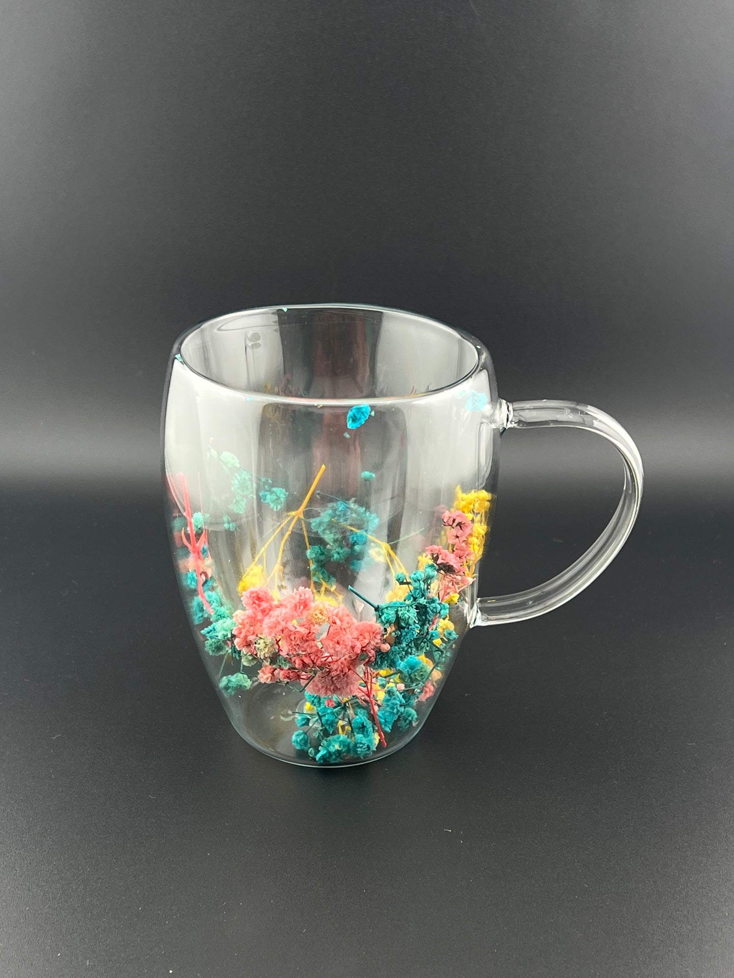 320ML Double Wall Floral Glass Cup β Tall Bloom Edition