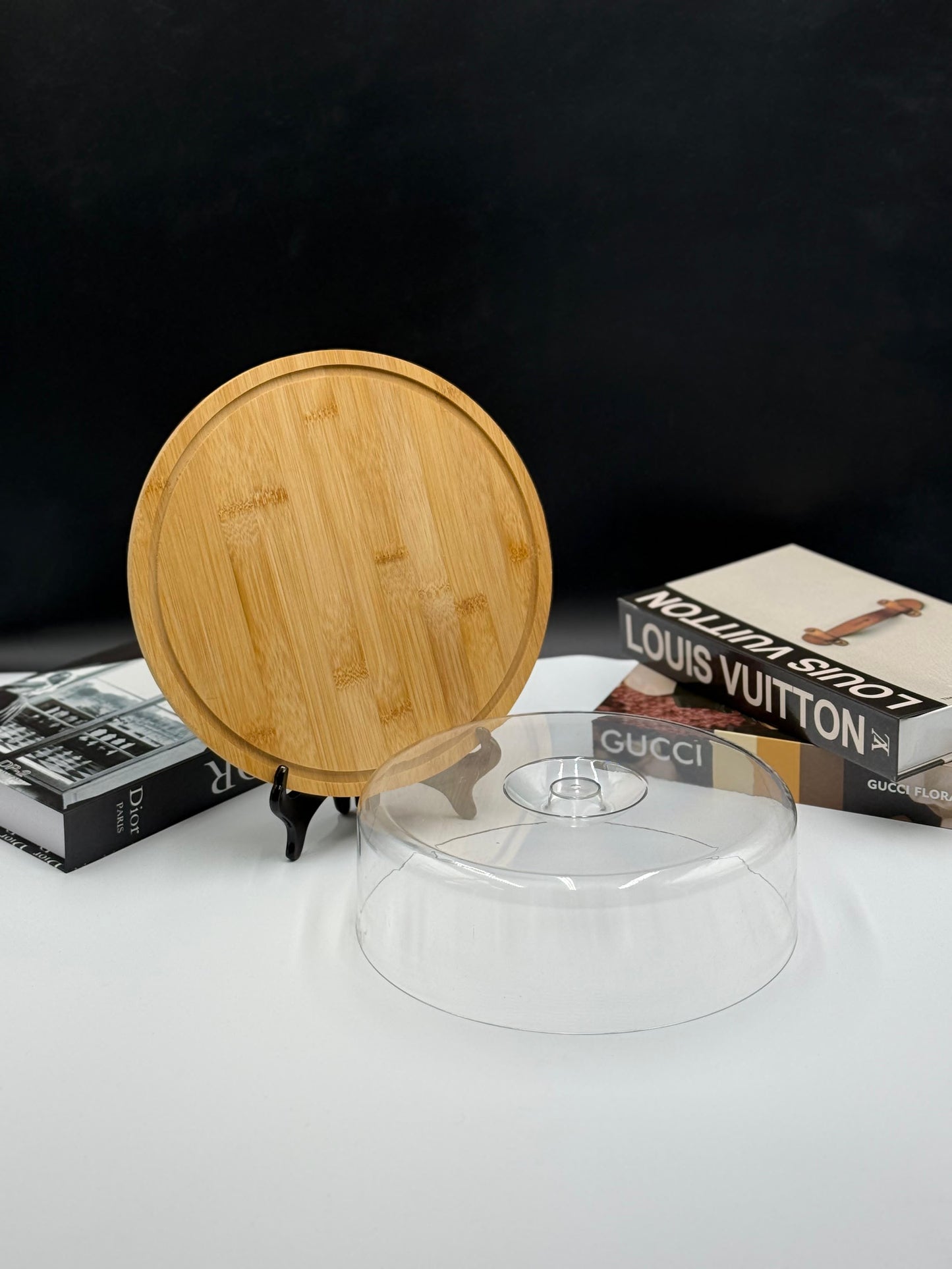 Classic Bamboo Cake Dish with Acrylic Dome đ°â¨
