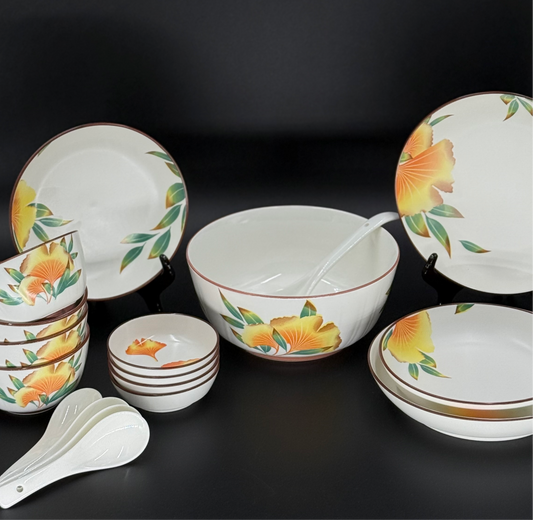 18 Pcs Matt Bone China Sunshine Bloom Breakfast Set 🌞