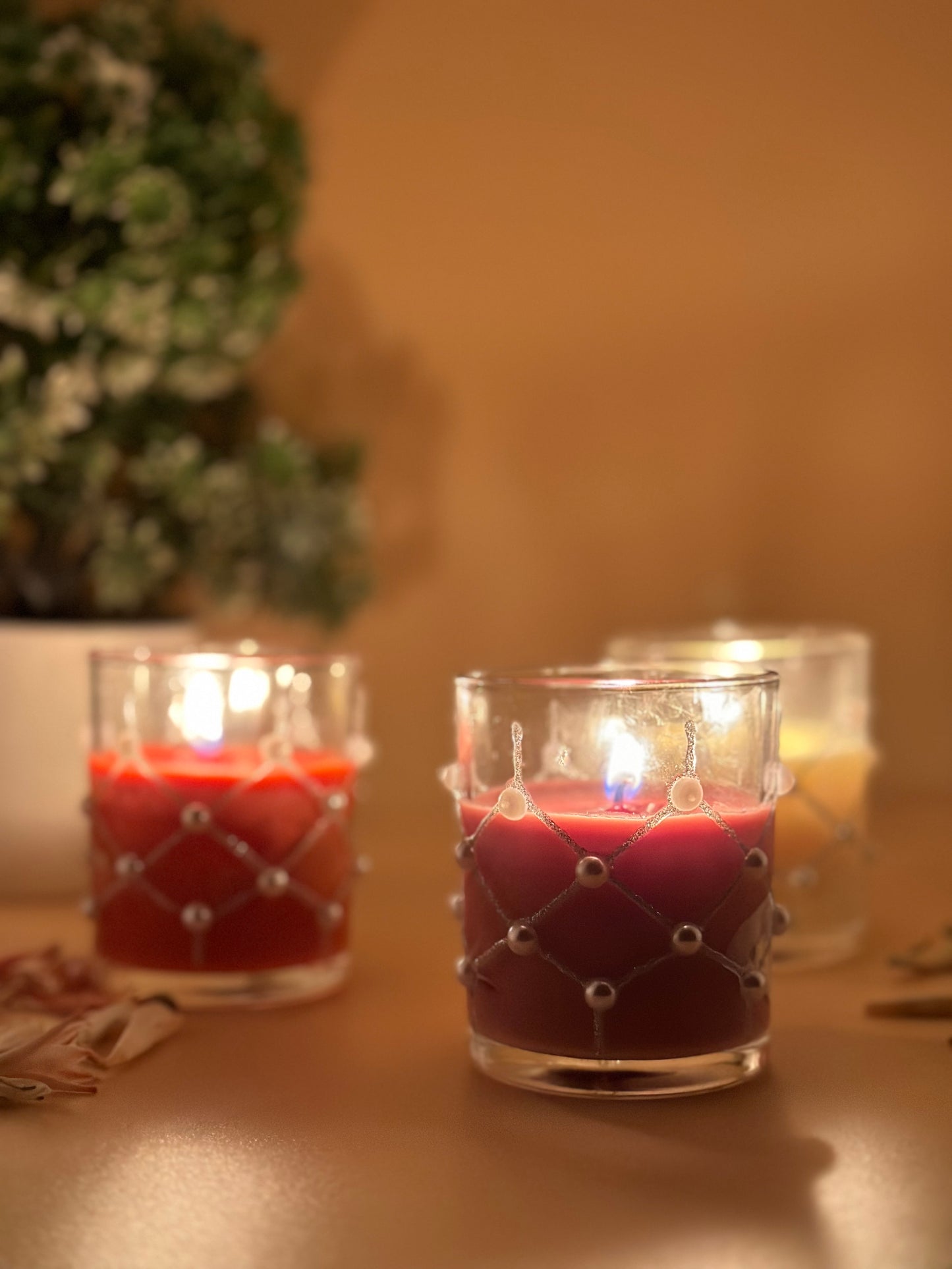 Sweet Scented Candle in Beaded Glass Jar 🕯️