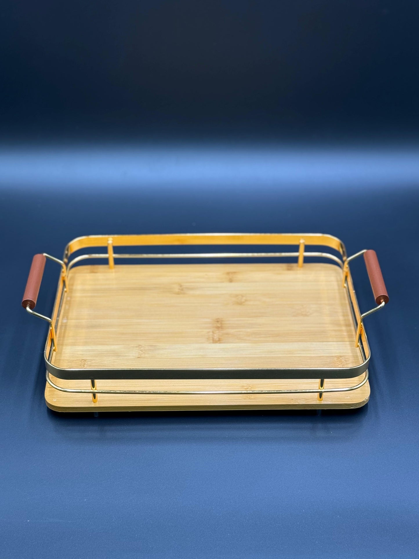 3 Pcs Golden Rim Bamboo Tray Set ✨