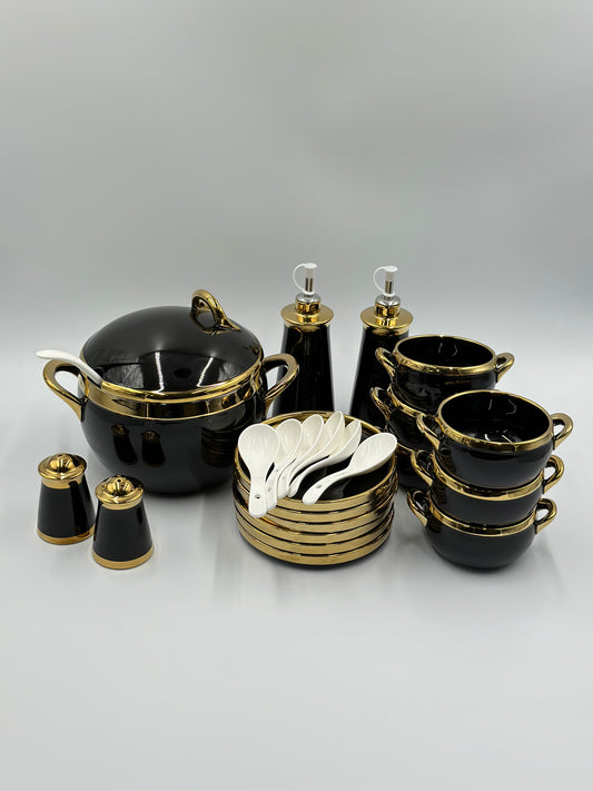 24K Gold Plated 25pcs Ceramic Soup Set π₯£ β¨