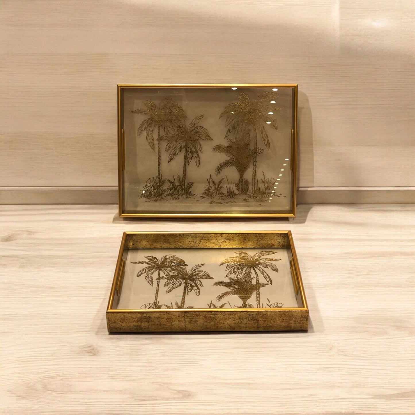 Vintage Golden Rectangular Frame Tray Sets 🪵