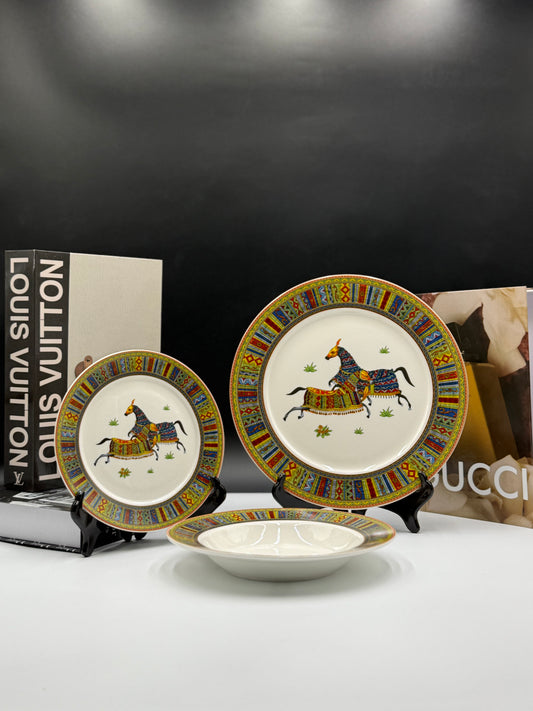 18 Pcs Hermes Bone China Plate Set 👑