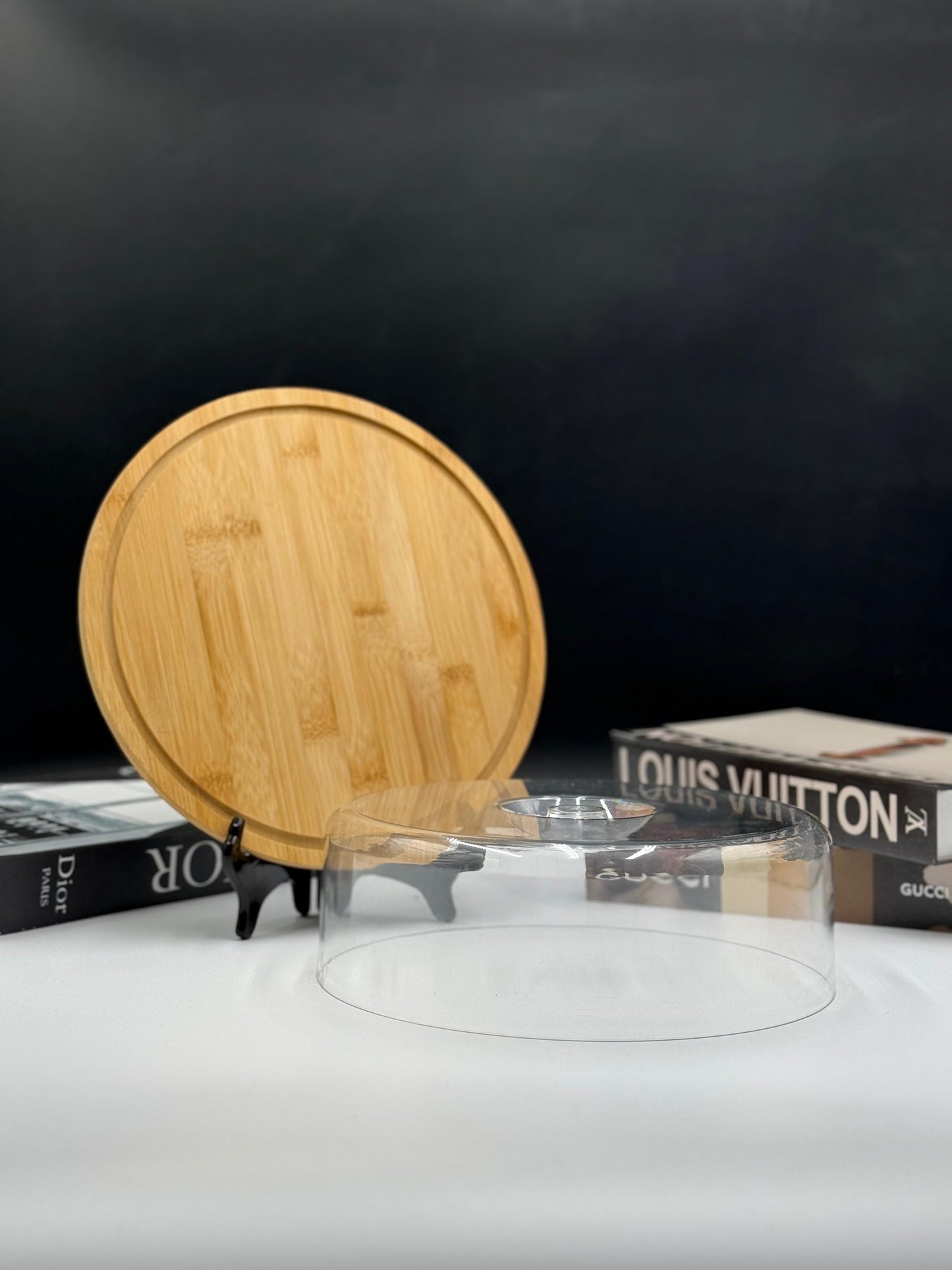 Classic Bamboo Cake Dish with Acrylic Dome đ°â¨