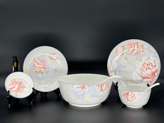 18 Pcs Matt Bone China Soft Bloom Breakfast Set 🌷