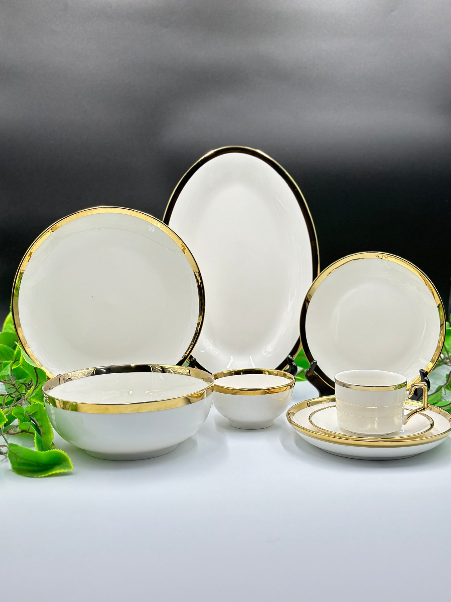 38 Pcs Decent Gold Rim Fine Bone China Dinner Set π½οΈβ¨