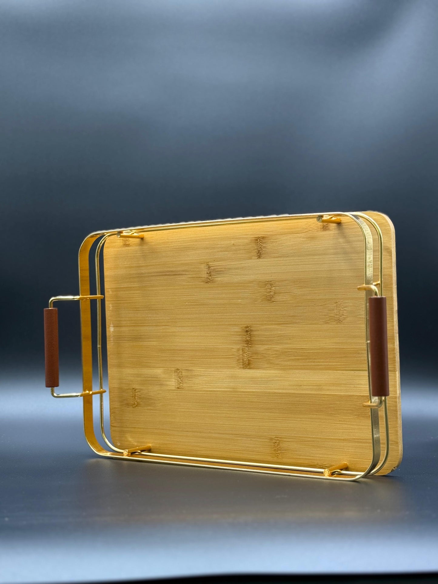 3 Pcs Golden Rim Bamboo Tray Set ✨