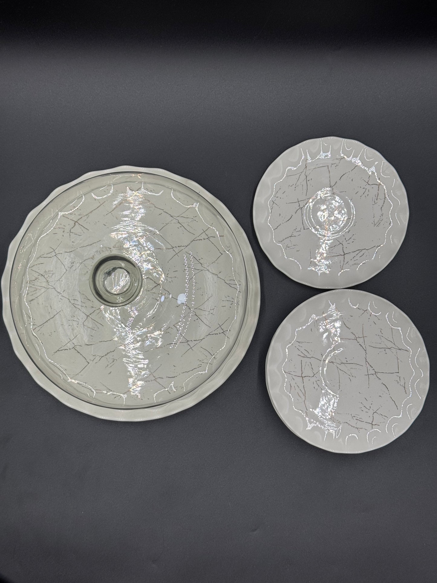 9 Pcs White Marble Design Ceramic Cake Dish with Serving Plates πβ¨