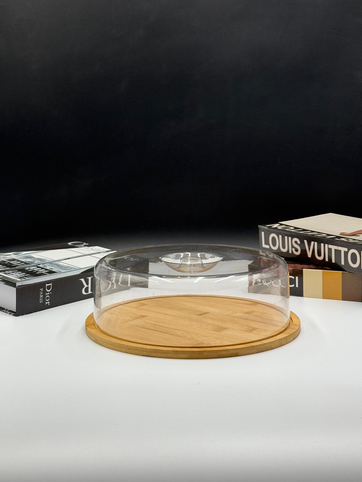 Classic Bamboo Cake Dish with Acrylic Dome đ°â¨