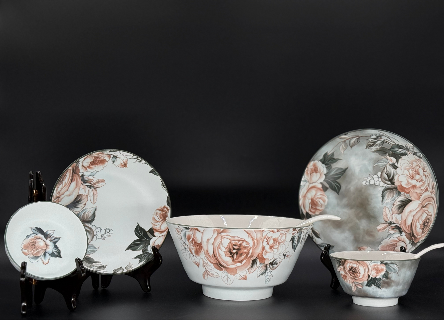 18 Pcs Matt Bone China Dusky Petal Breakfast Set 🪷