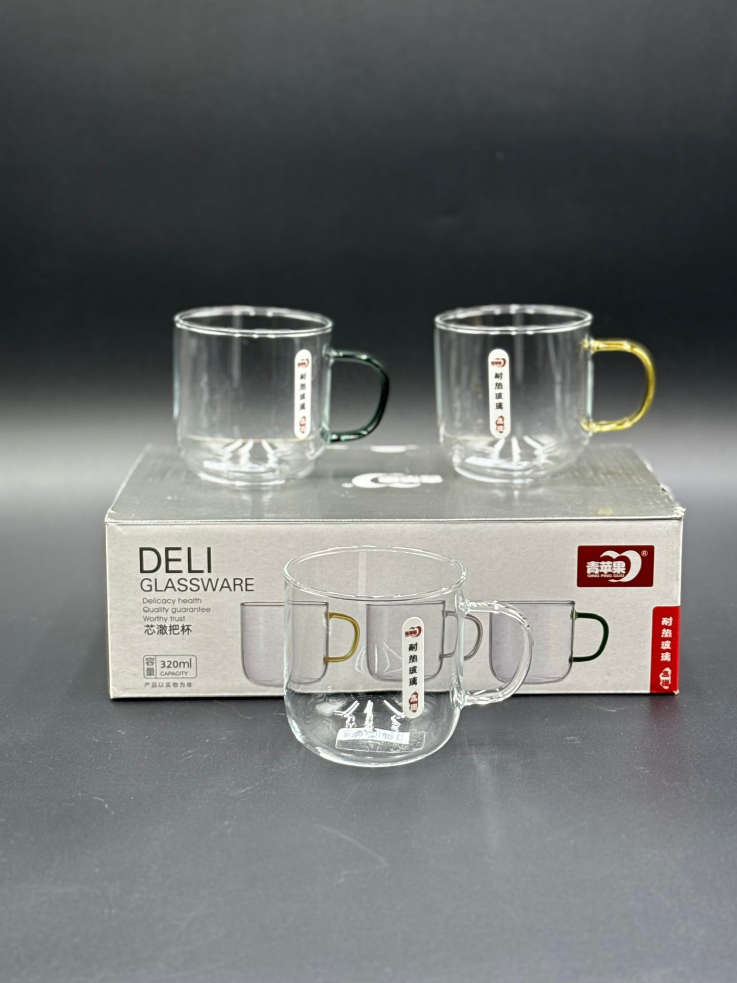 6 Pcs Deli Chinese Fine Glass 320 ML Mugs 🈵✨