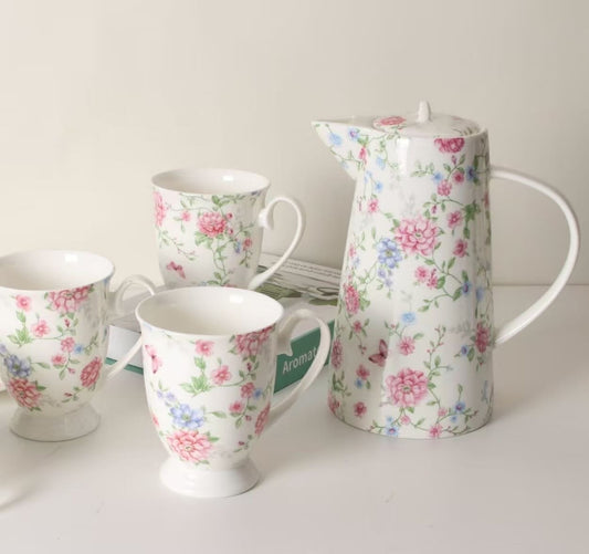 8 Pcs Royal Albert Butterfly Bloom Whisper Tea Set with Round Plate 🦋