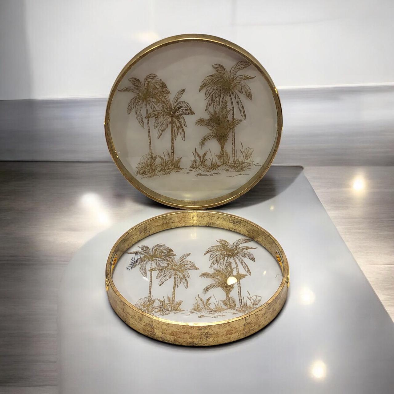 Vintage Golden Circular Frame Tray Sets 🪵