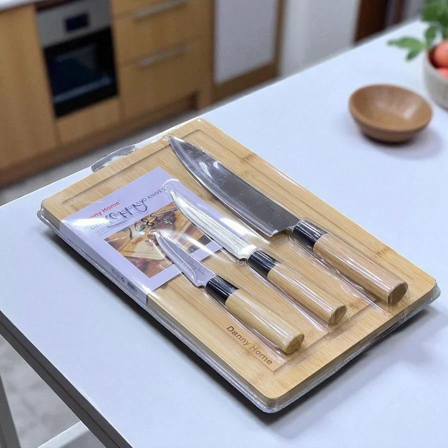 4 Pcs Danny Home Knife Set with Cutting Board
