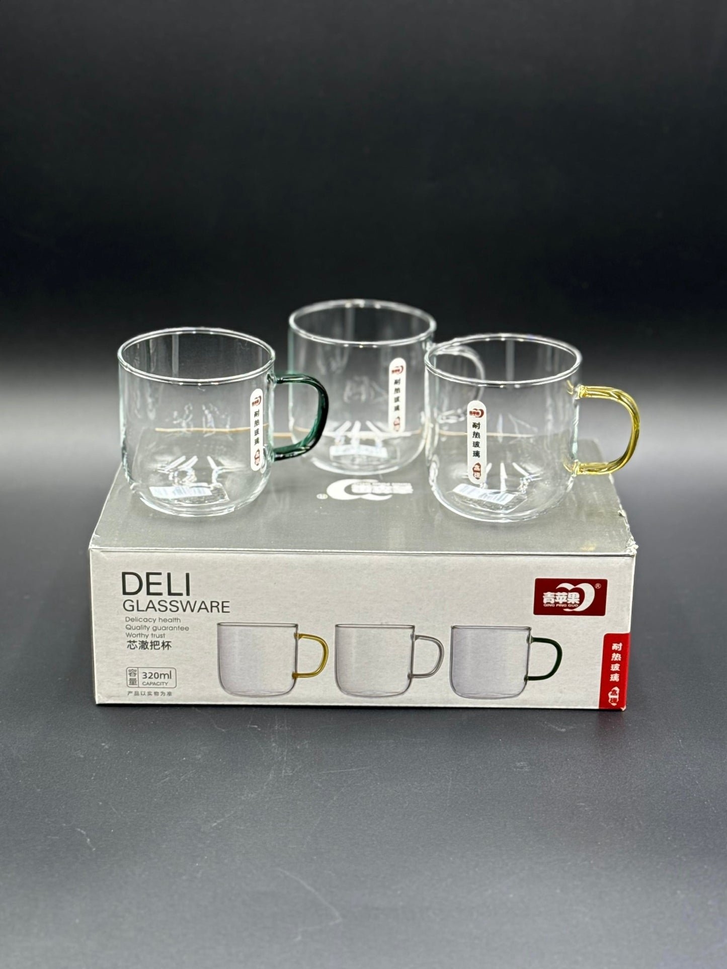 6 Pcs Deli Chinese Fine Glass 320 ML Mugs 🈵✨