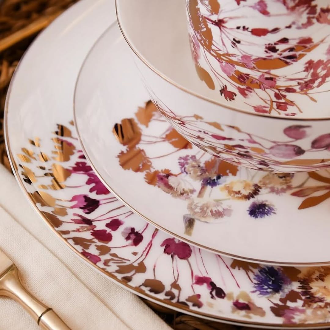 KOKEN Pink Golden Floral- 16 Pcs Dinnerware Set π½οΈ