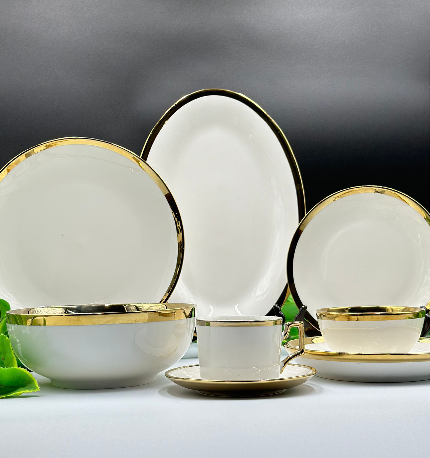 38 Pcs Decent Gold Rim Fine Bone China Dinner Set π½οΈβ¨