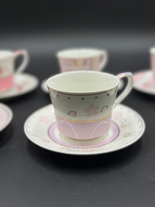 12 Pcs Flower Fine Bone China Cup & Saucer Set βοΈπΈ