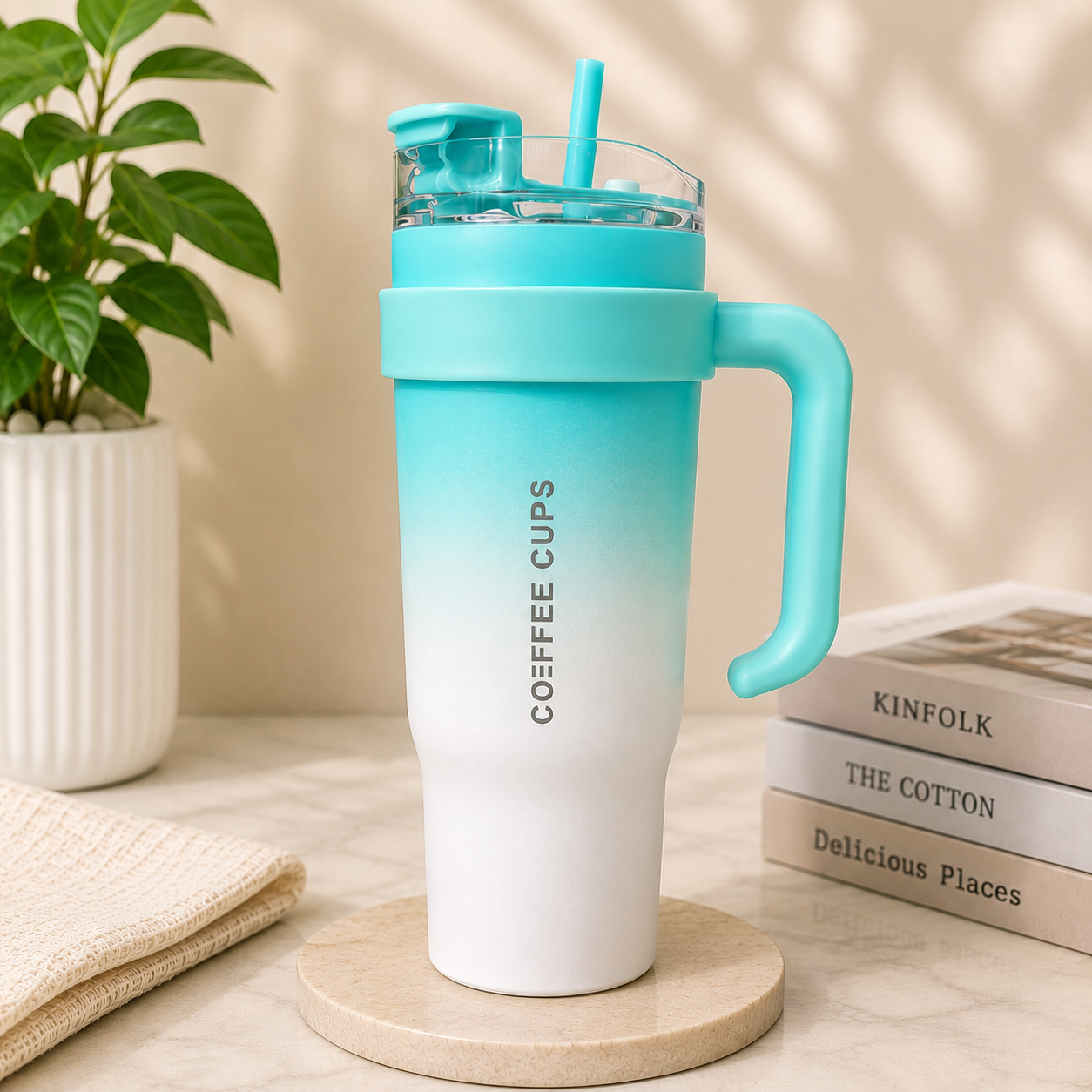 1.2L Gradient Design Tumbler with Straw – Minimal Fade Edition