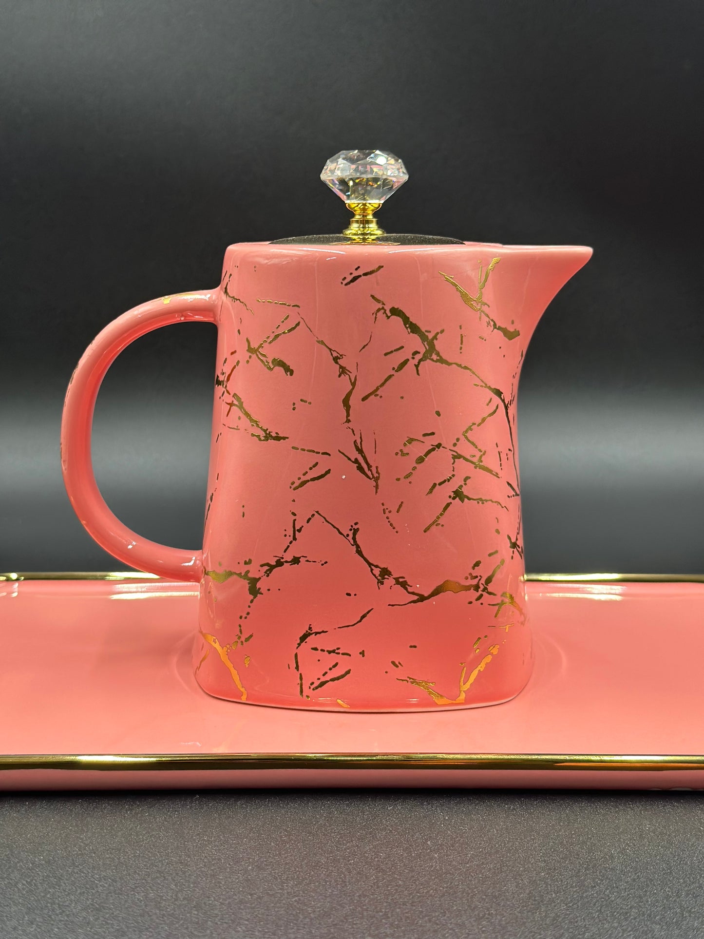 Marble Design ☕ - 8 PCS Tea Set With Tray