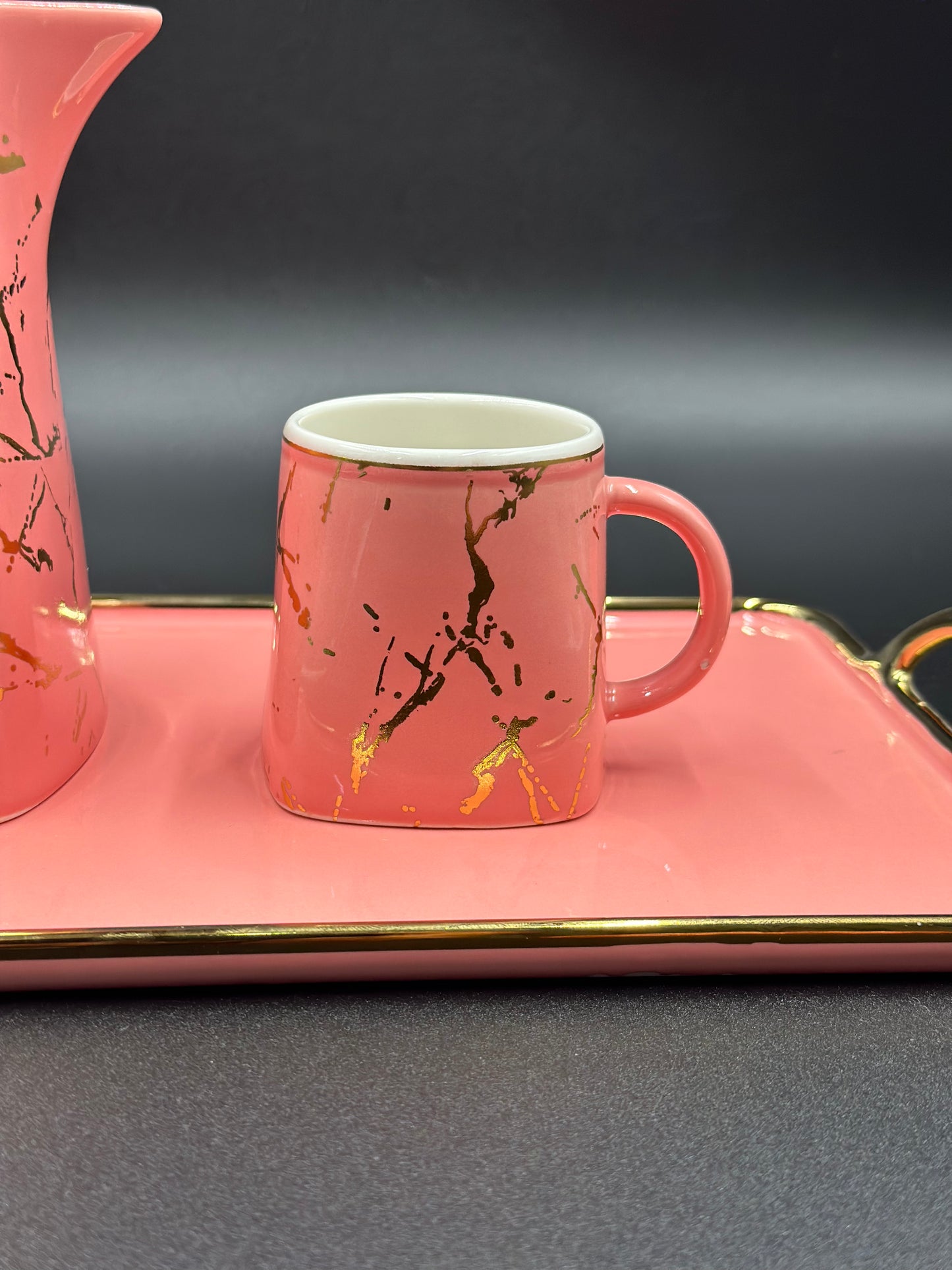 Marble Design ☕ - 8 PCS Tea Set With Tray