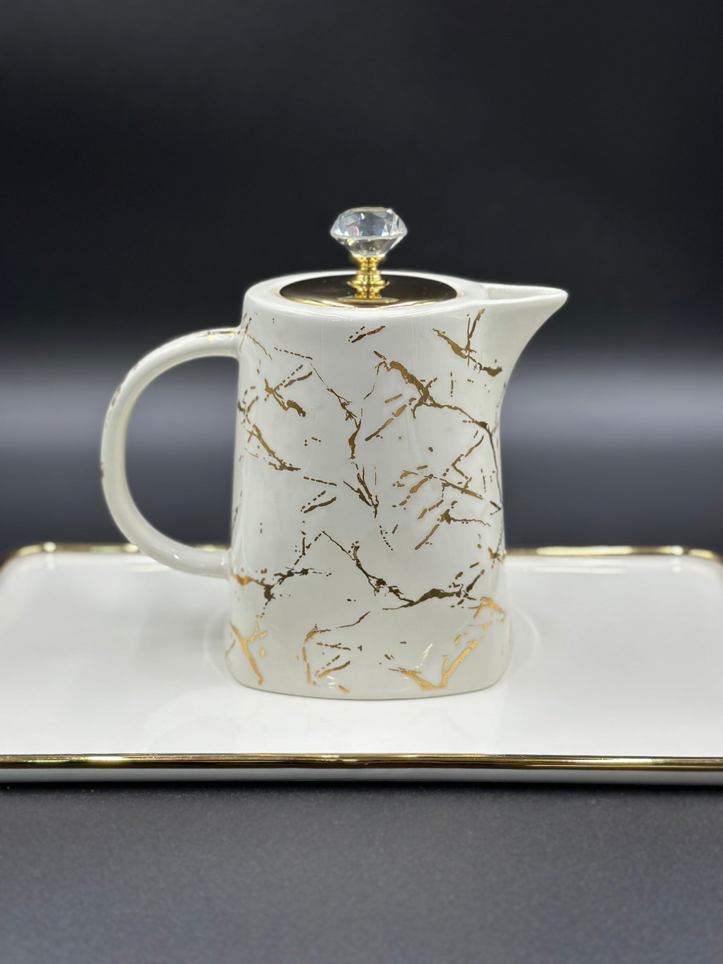 Marble Design ☕ - 8 PCS Tea Set With Tray