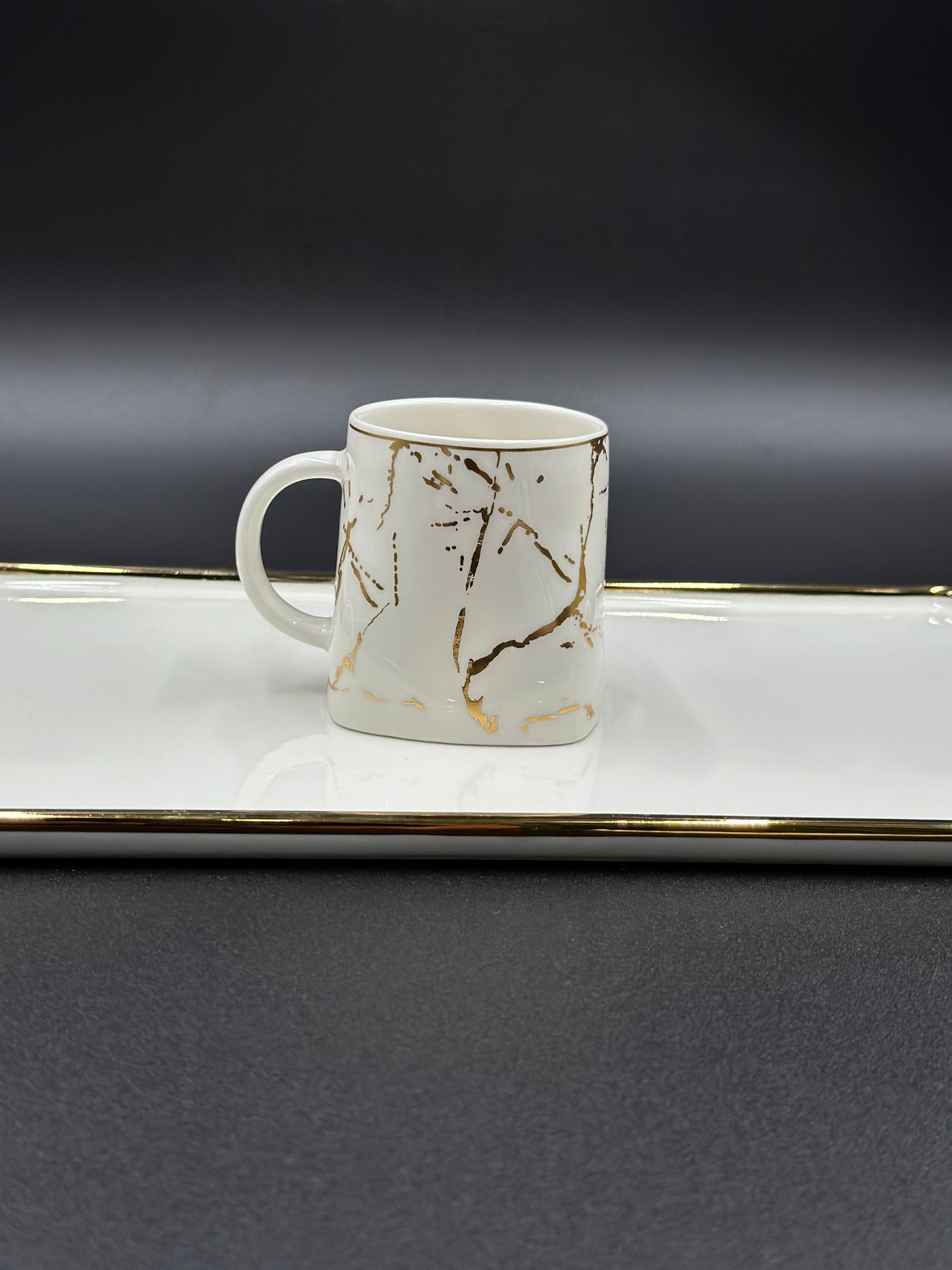 Marble Design ☕ - 8 PCS Tea Set With Tray