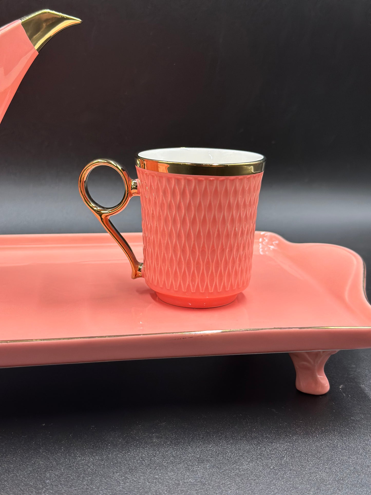 Ring Handle ☕ - 8 PCS Tea Set With Tray