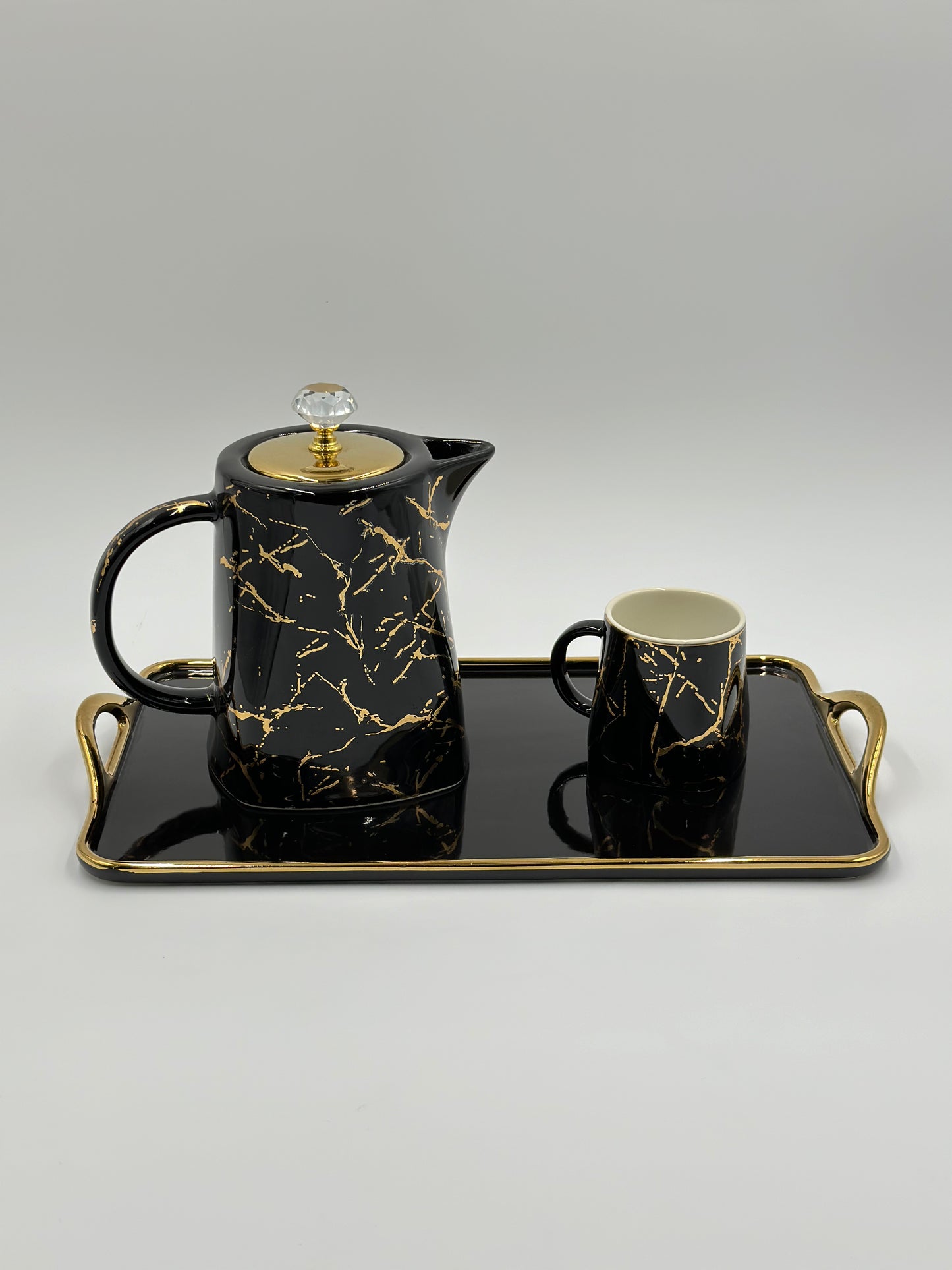 Marble Design ☕ - 8 PCS Tea Set With Tray