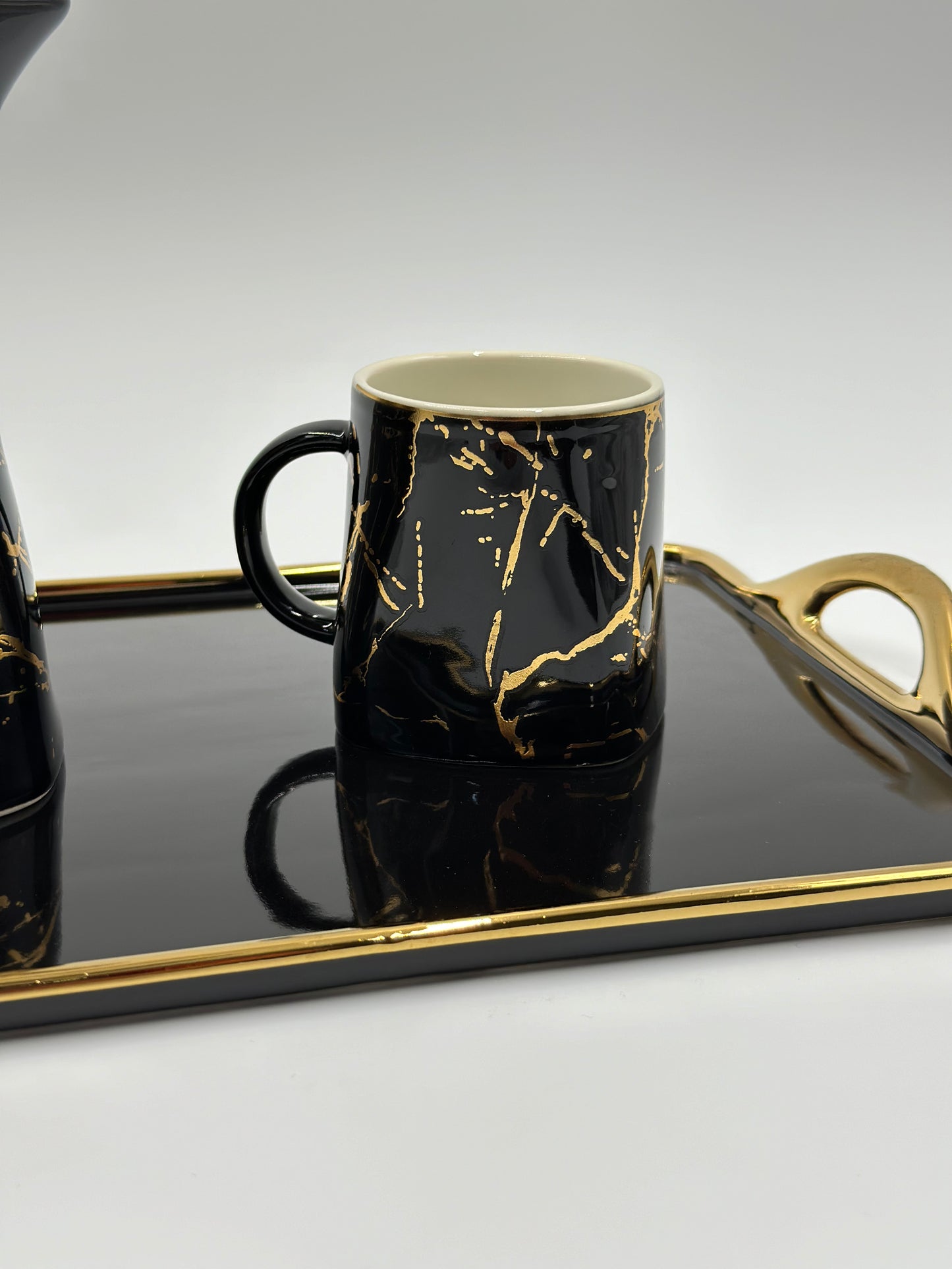 Marble Design ☕ - 8 PCS Tea Set With Tray