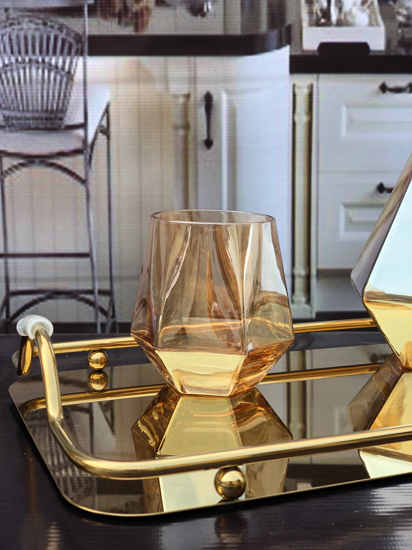 7pcs Turkey Glass Water Set with Stainless Steel Tray