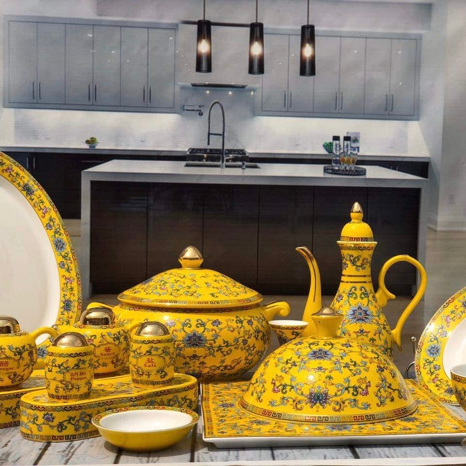 70 Pcs Bright Future Gold-Plated Italian Dinner Set šāØ