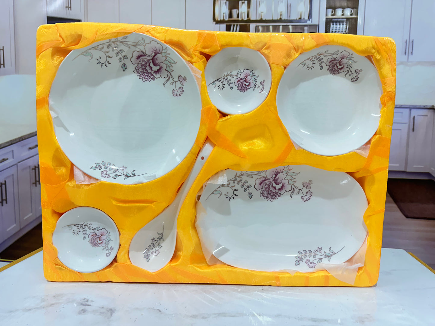 46 Pcs Bone China Flower Chinese Soup Set πΈβ¨