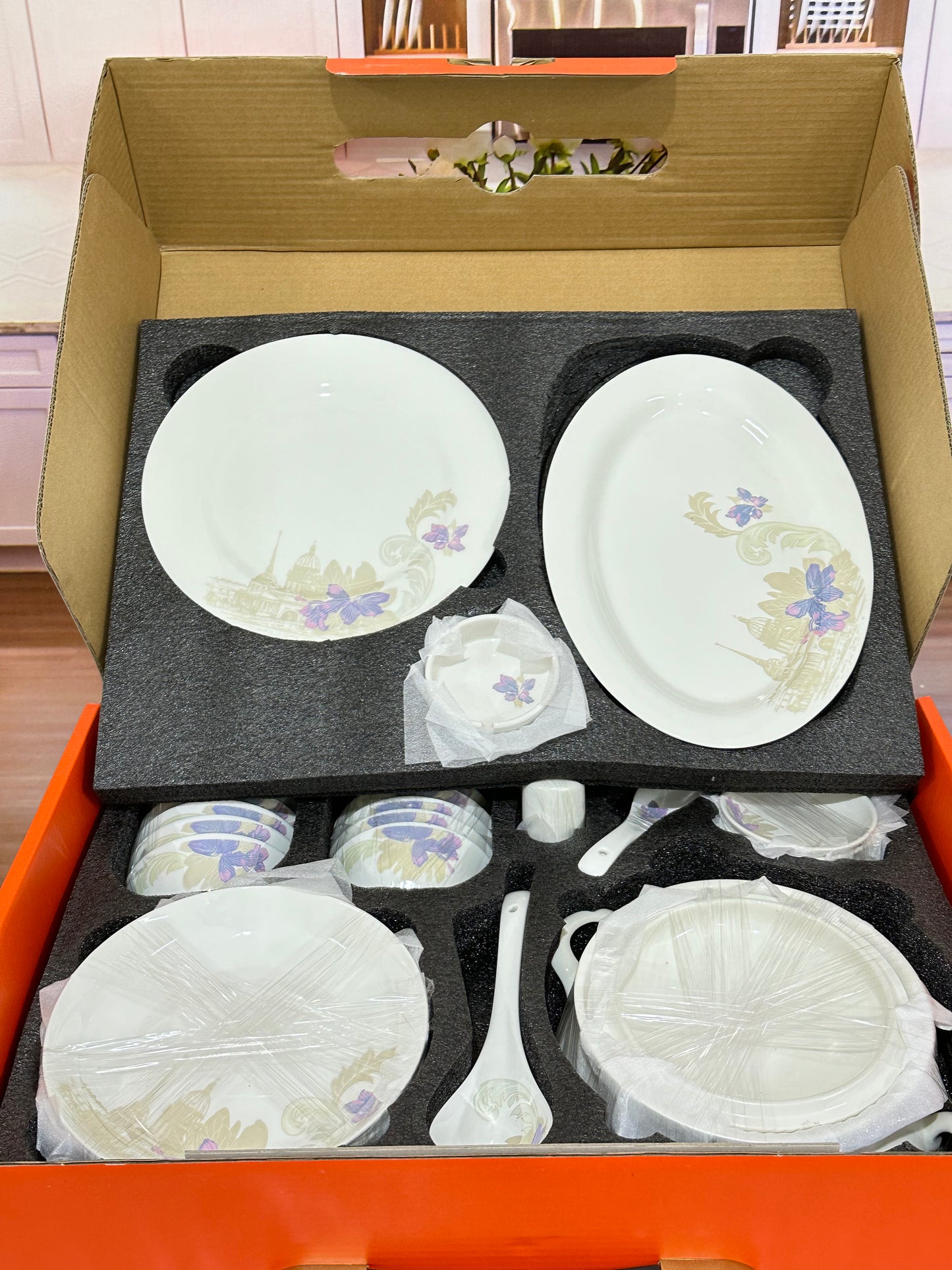 Purple Horizon Serenity - 48 Pcs Bone China Chinese Dinner Set β¨